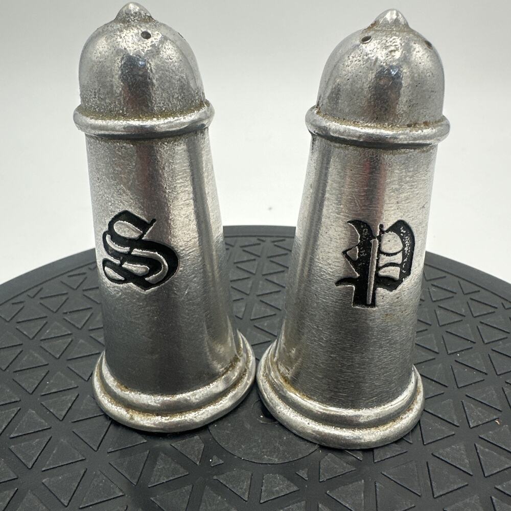 WILTON Vintage Set Of Pewter Salt & Pepper Shakers 4”